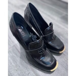 Karl Lagerfeld Paris Virna Black‎ High Heel Patent Leather Y2K Size 7.5